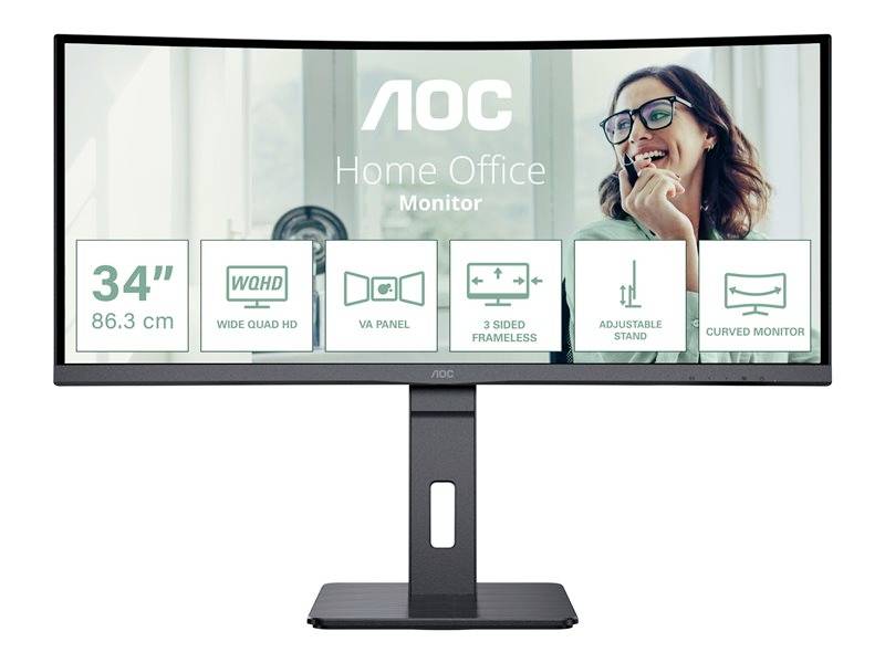 AOC Pro-Line CU34P3CV LED-monitor Energielabel G (A - G) 86.4 cm (34 inch) 3440 x 1440 Pixel 21:9 4 ms HDMI, DisplayPort