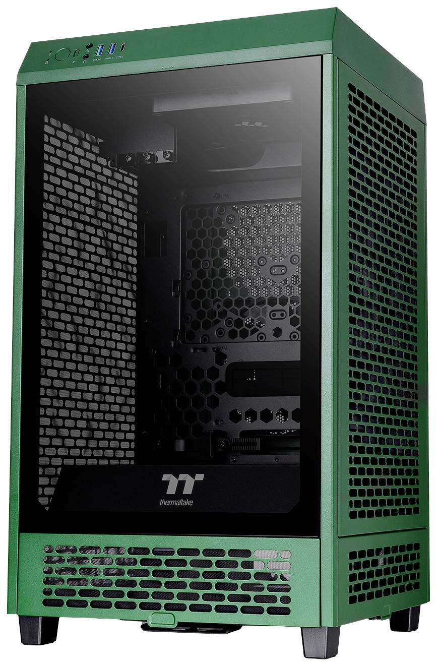 Thermaltake The Tower 200 Mini-tower PC-behuizing Racing-groen 2 voorgeïnstalleerde ventilators, Zijvenster, Stoffilter