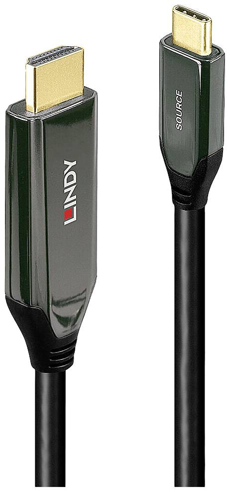 LINDY 43367 HDMI-kabel USB-C Adapterkabel USB-C stekker, HDMI-A-stekker 1.00 m Zwart 8K UHD