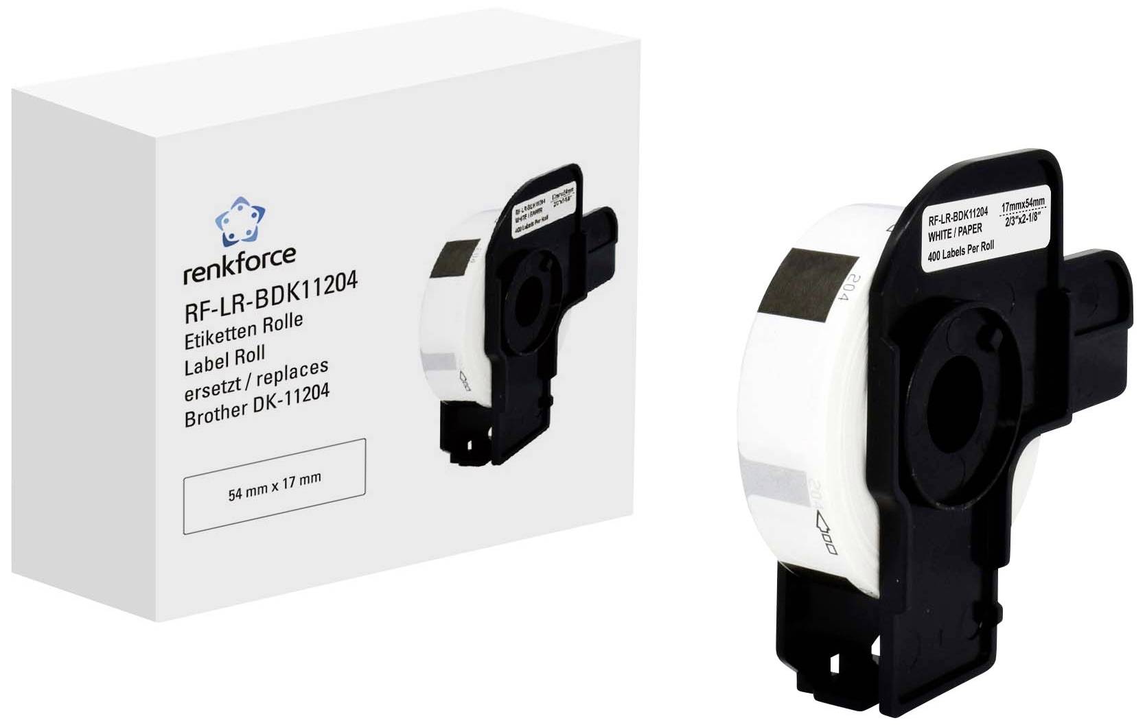 Renkforce Rol met etiketten Compatibel vervangt Brother DK-11204 54 x 17 mm Papier Wit 400 stuk(s) Standaard Universele