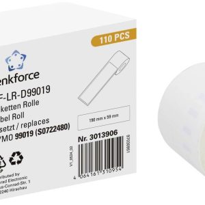 Renkforce Rol met etiketten Compatibel vervangt DYMO DYMO 99019 190 x 54 mm Papier Wit 110 stuk(s) Permanent hechtend Un