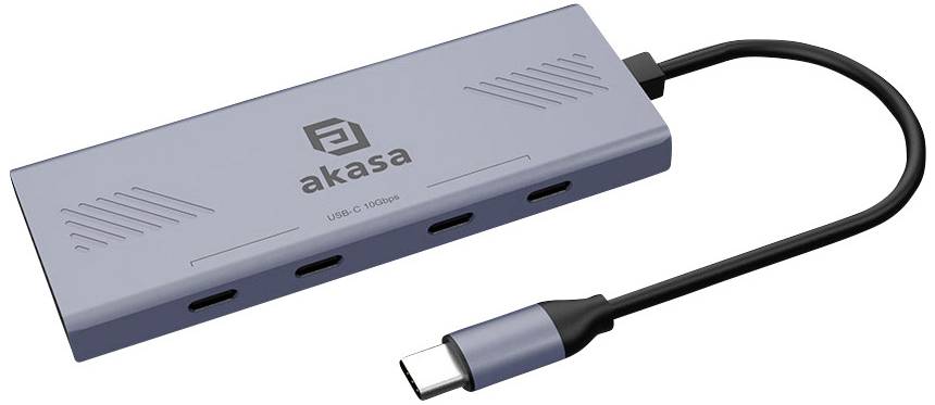 Akasa 10Gbps USB Type-C 4 Port Hub AK-CBCA32-18BK USB-hub 4 poorten USB-A USB 3.2 Gen2 10 GBit/s Met USB-C stekker Alumi