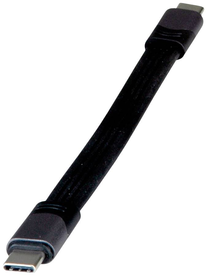 ROLINE USB4 Gen3x2 kabel, C-C, M/M, 8K UHD-2, 40Gbit/s, 100W, extra plat, zwart, 15 cm