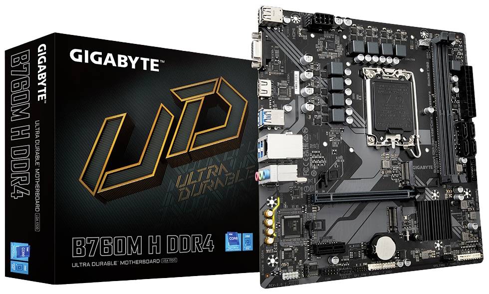 Gigabyte B760M H DDR4 Moederbord Socket Intel LGA 1700 Vormfactor Micro-ATX Moederbord chipset Intel® B760