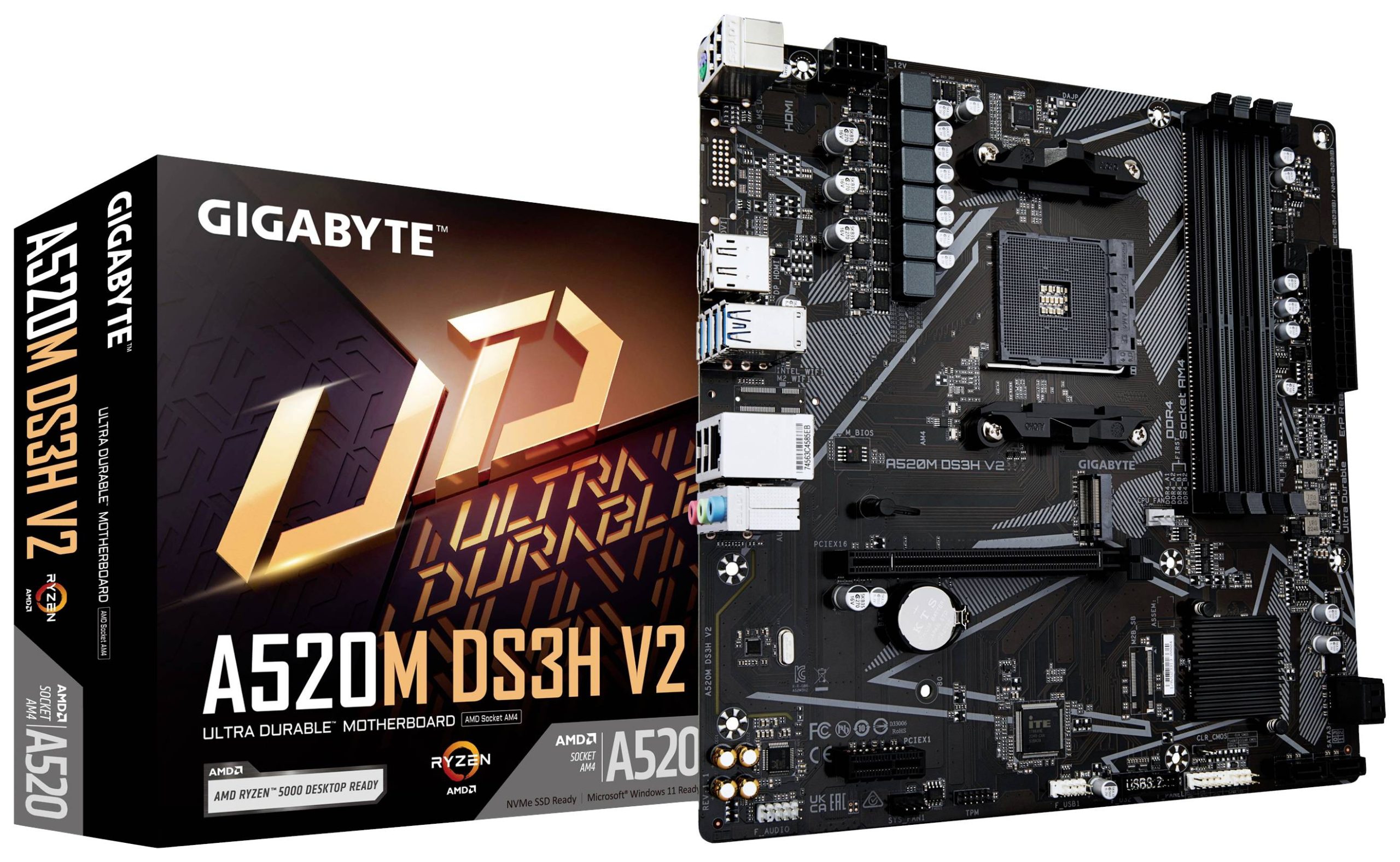 Gigabyte A520M DS3H V2 Moederbord Socket AMD AM4 Vormfactor Micro-ATX