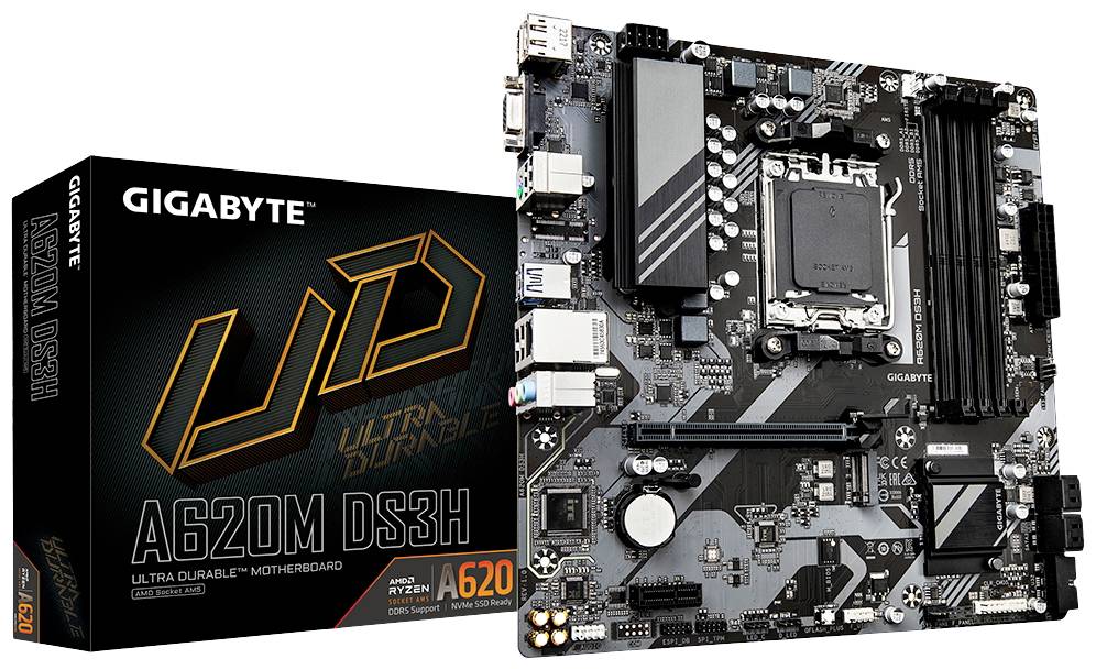 Gigabyte A620M DS3H Moederbord Socket AMD AM5 Vormfactor Micro-ATX Moederbord chipset AMD® A620