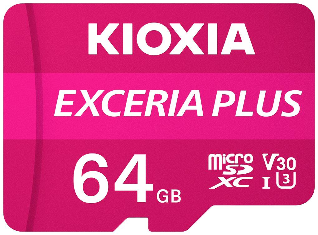 Kioxia EXCERIA PLUS microSDXC-kaart 64 GB A1 Application Performance Class, UHS-I, v30 Video Speed Class A1-vermogenssta