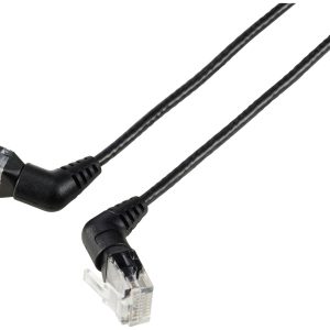 Renkforce RF-6071540 RJ45 Netwerkkabel, patchkabel CAT 6 U/UTP 0.50 m Zwart Connectoren 360° draaibaar, Haakse kabeluitg