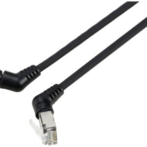 Renkforce RF-6071546 RJ45 Netwerkkabel, patchkabel CAT 6A F/UTP 0.50 m Zwart Connectoren 360° draaibaar, Haakse kabeluit