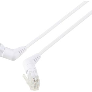 Renkforce RF-6071558 RJ45 Netwerkkabel, patchkabel CAT 6 U/UTP 0.50 m Wit Connectoren 360° draaibaar, Haakse kabeluitgan
