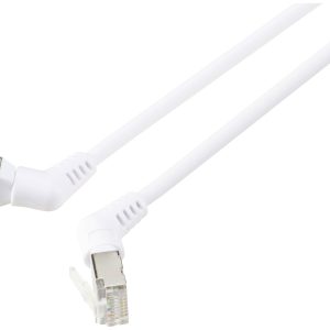 Renkforce RF-6071564 RJ45 Netwerkkabel, patchkabel CAT 6A F/UTP 0.50 m Wit Connectoren 360° draaibaar, Haakse kabeluitga