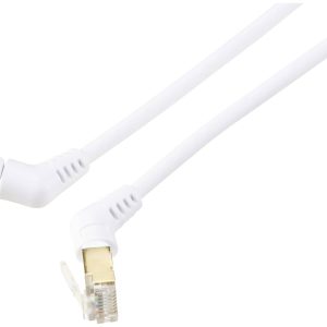 Renkforce RF-6071570 RJ45 Netwerkkabel, patchkabel CAT 8 S/FTP 0.50 m Wit Connectoren 360° draaibaar, Haakse kabeluitgan