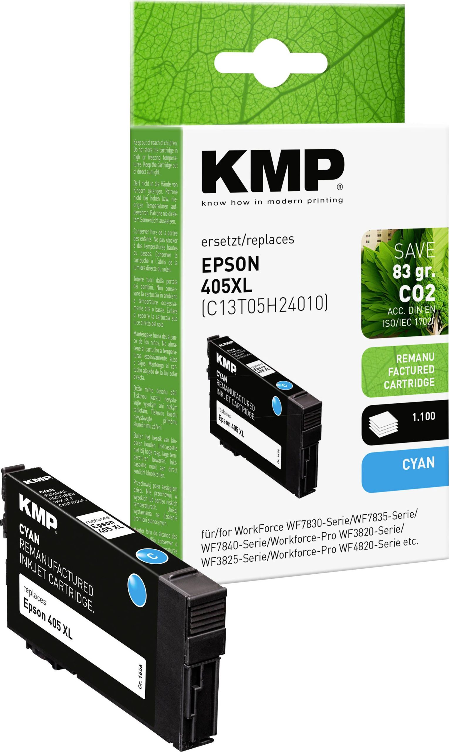 KMP Inktcartridge vervangt Epson 405XL, T05H2 Compatibel Cyaan 1656,4003 1656,4003