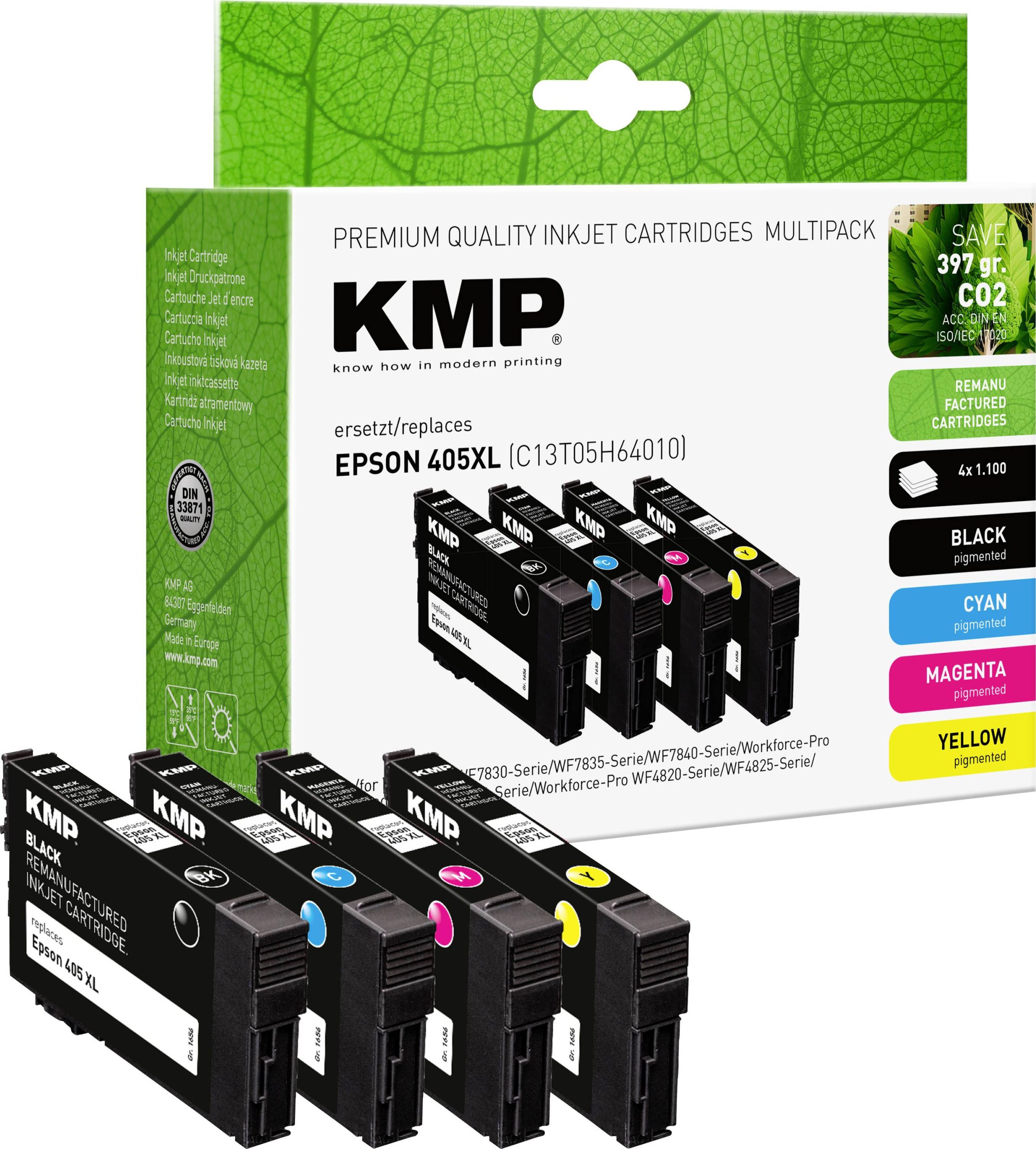 KMP Inktcartridge vervangt Epson 405XL, T05H6, T05H1, T05H2, T05H3, T05H4 Compatibel Combipack Zwart, Cyaan, Magenta, Ge