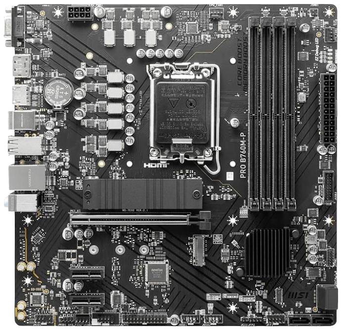 MSI PRO B760M-P Moederbord Socket Intel LGA 1700 Vormfactor Micro-ATX Moederbord chipset Intel® B760