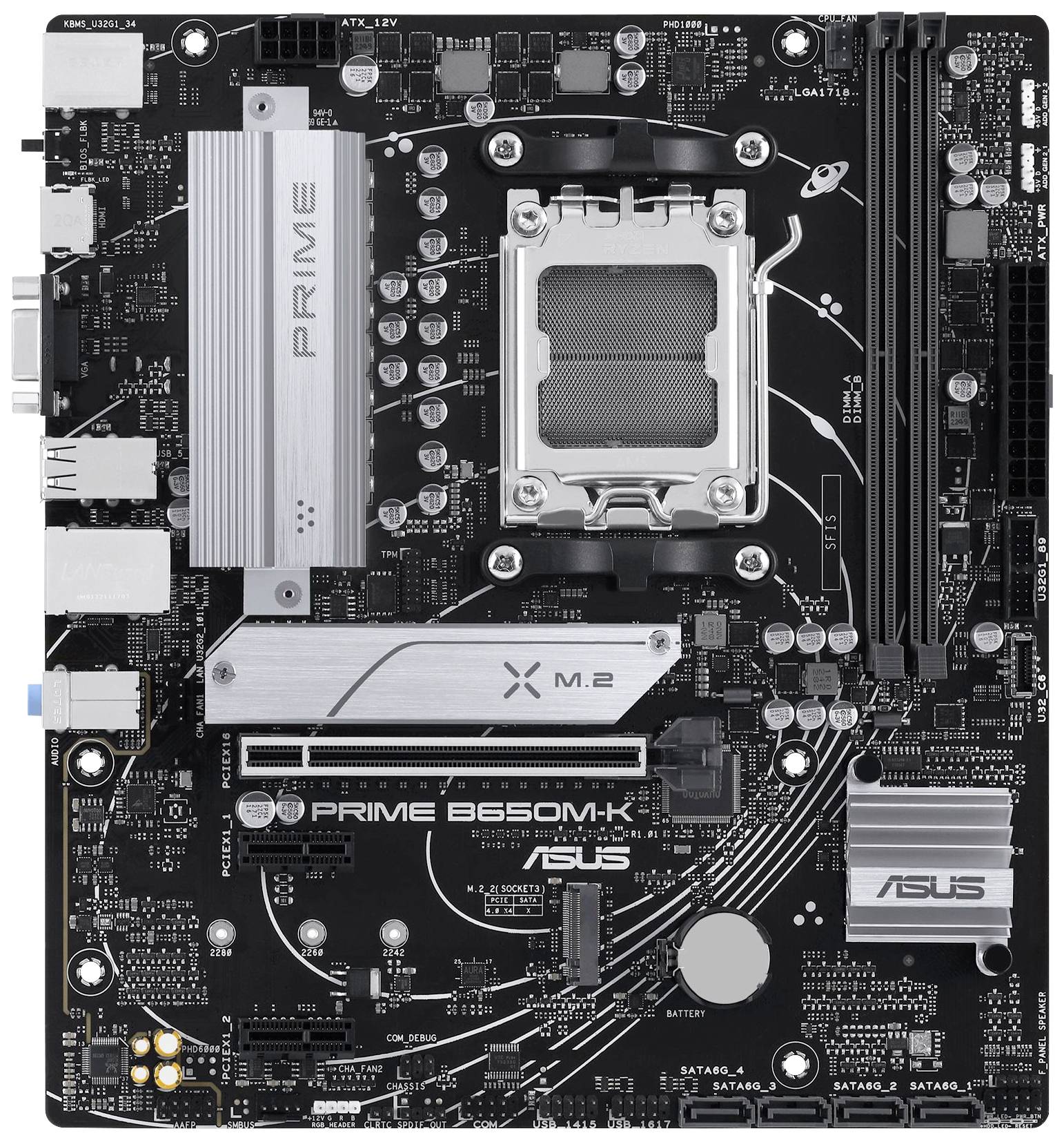 Asus PRIME B650M-K Moederbord Socket AMD AM5 Vormfactor Micro-ATX Moederbord chipset AMD® B650