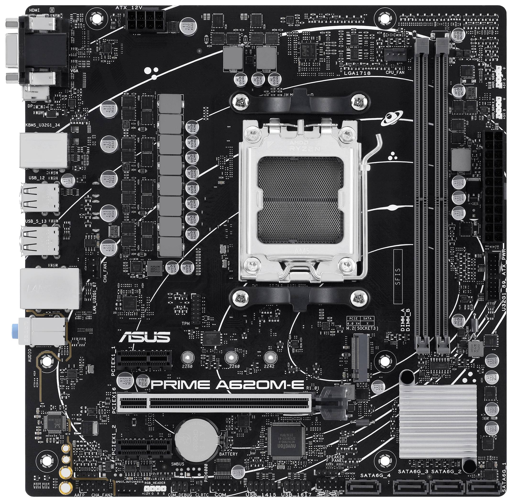 Asus PRIME A620M-E-CSM Moederbord Socket AMD AM5 Vormfactor Micro-ATX Moederbord chipset AMD® A620