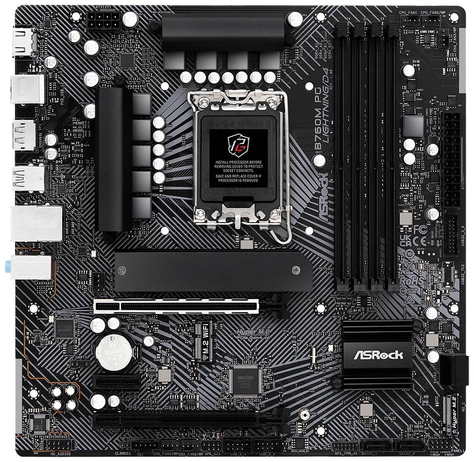 ASRock B760M PG Lightning/D4 Moederbord Socket Intel LGA 1700 Vormfactor Micro-ATX Moederbord chipset Intel® B760