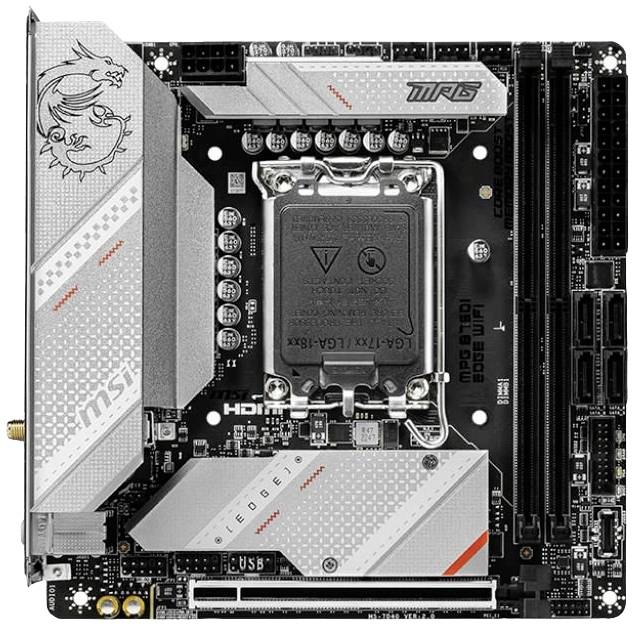 MSI MPG B760I EDGE WIFI Moederbord Socket Intel LGA 1700 Vormfactor Mini-ATX Moederbord chipset Intel® B760