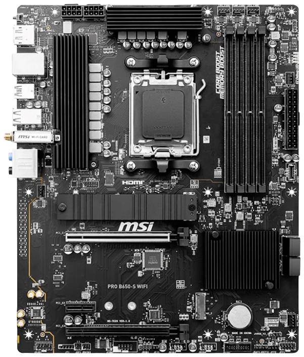 MSI PRO B650-S Wifi Moederbord Socket AMD AM5 Vormfactor ATX