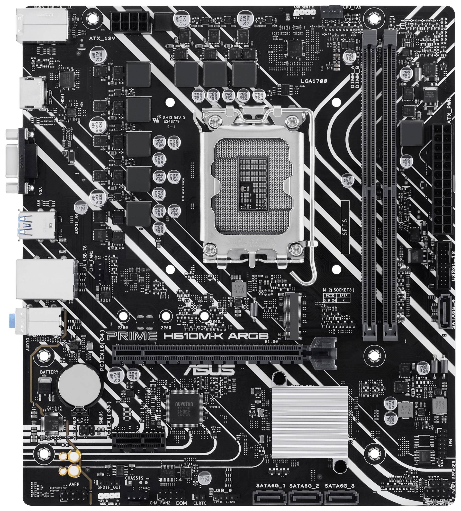 Asus PRIME H610M-K ARGB Moederbord Socket Intel LGA 1700 Vormfactor Micro-ATX Moederbord chipset Intel® H610