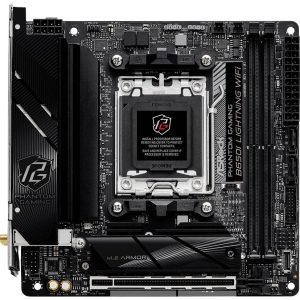 ASRock Phantom Gaming B650I Lightning WiFi Moederbord Socket AMD AM5 Vormfactor Mini-ATX Moederbord chipset AMD® B650 ASRock Phantom Gaming B650I Lightning WiFi Moederbord Socket AMD AM5 Vormfactor Mini-ATX Moederbord chipset AMD® B650