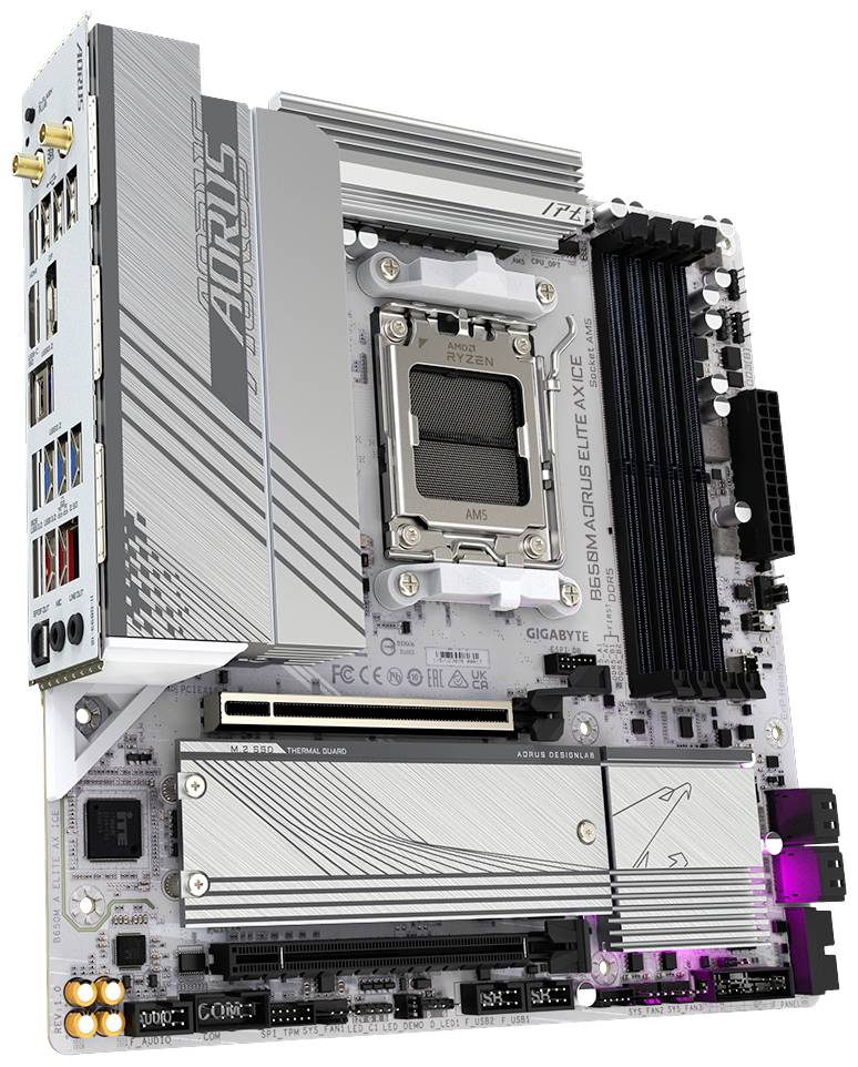Gigabyte B650M A ELITE AX ICE Moederbord Socket AMD AM5 Vormfactor Micro-ATX Moederbord chipset AMD® B650