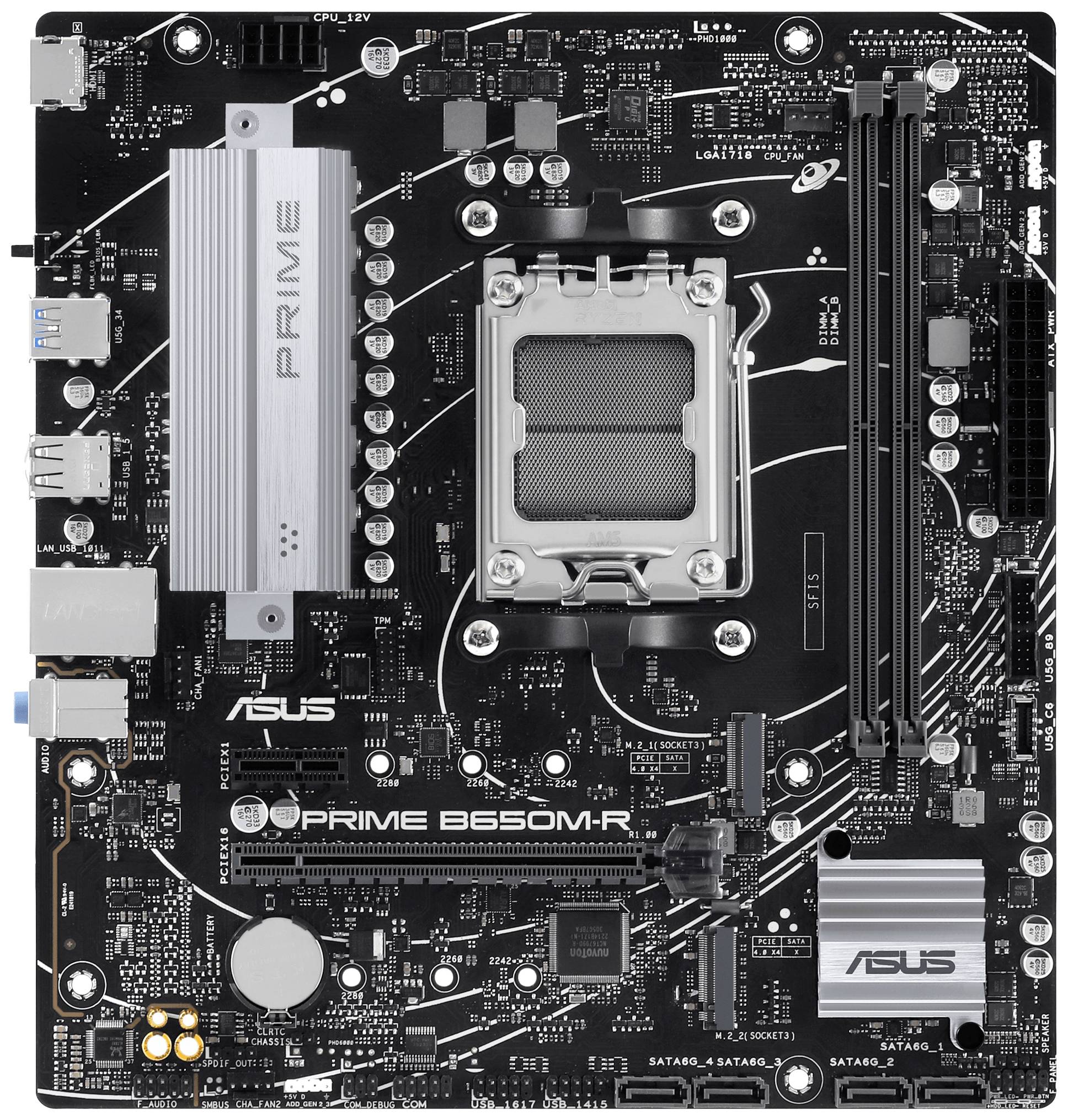 Asus PRIME B650M-R Moederbord Socket AMD AM5 Vormfactor Micro-ATX Moederbord chipset AMD® B650