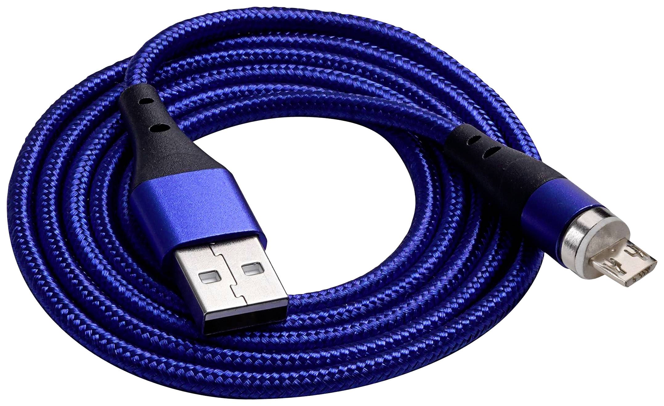 Akyga AK-USB-47 USB-kabel USB-A stekker, USB-micro-B stekker 1.00 m Blauw Magnetische stekker