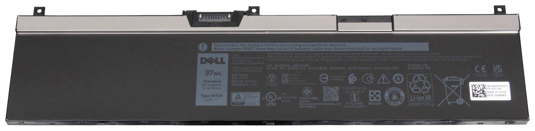 Dell GW0K9 GW0K9 Laptopaccu 11.4 V 8070 mAh Dell