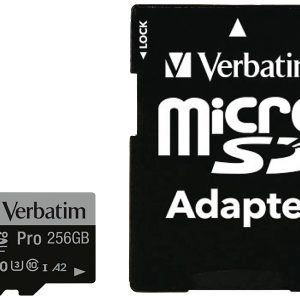 Verbatim Pro microSDXC-kaart 256 GB UHS-Class 3 4K-video-ondersteuning, A2-vermogensstandaard, Incl. SD-adapter, Schokbe Verbatim Pro microSDXC-kaart 256 GB UHS-Class 3 4K-video-ondersteuning, A2-vermogensstandaard, Incl. SD-adapter, Schokbe
