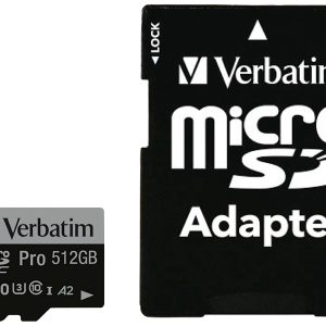 Verbatim Pro microSDXC-kaart 512 GB UHS-Class 3 4K-video-ondersteuning, A2-vermogensstandaard, Incl. SD-adapter, Schokbe Verbatim Pro microSDXC-kaart 512 GB UHS-Class 3 4K-video-ondersteuning, A2-vermogensstandaard, Incl. SD-adapter, Schokbe