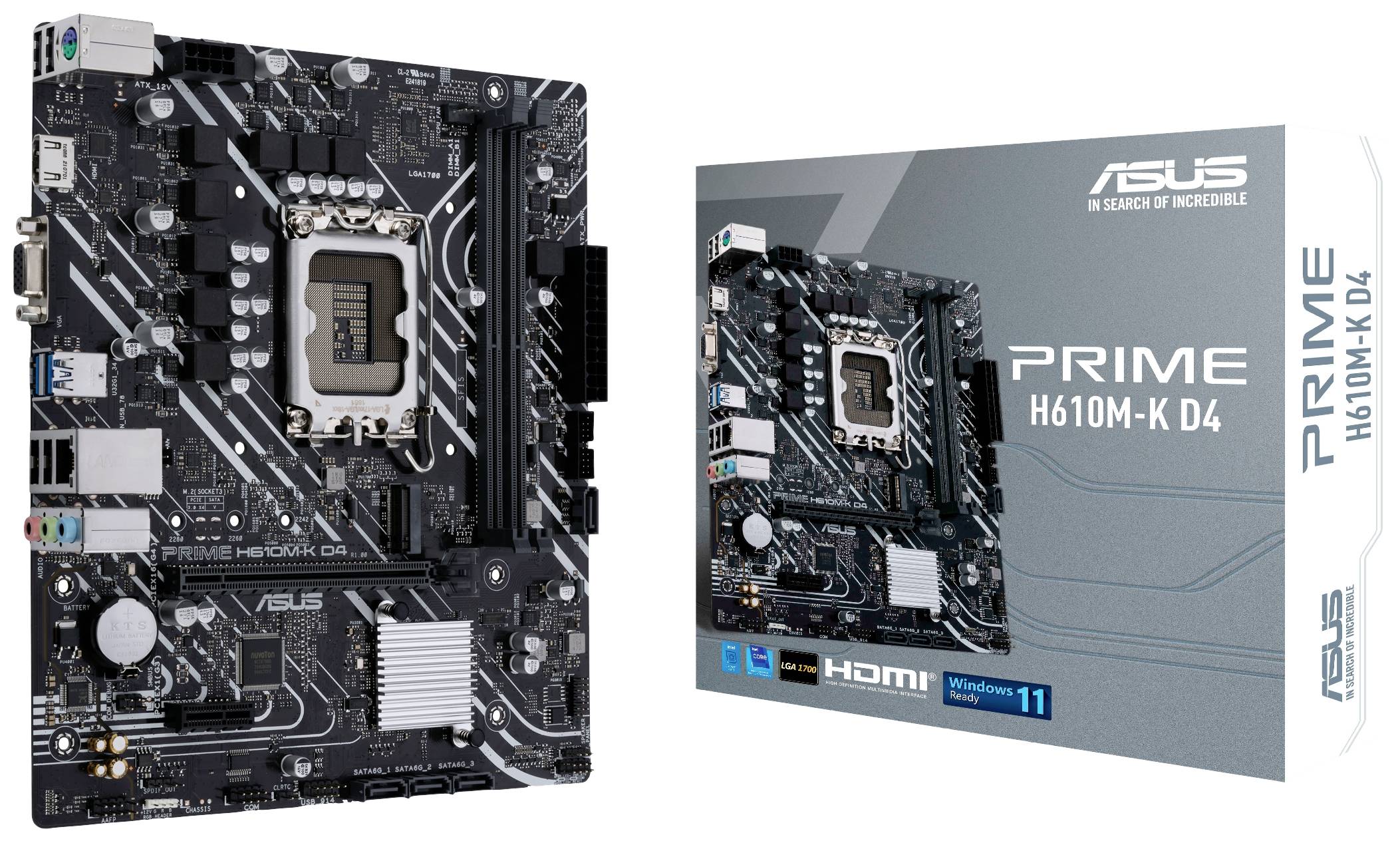 Asustek Computer PRIME H610M-K D4 ARGB Moederbord Socket Intel LGA 1700 Vormfactor Micro-ATX Moederbord chipset Intel® H