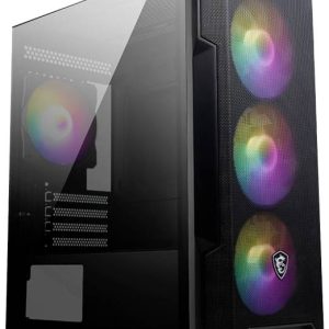 MSI M100R Midi-tower PC-behuizing Zwart 4 voorgeïnstalleerde LED-ventilators, Stoffilter, Zijvenster