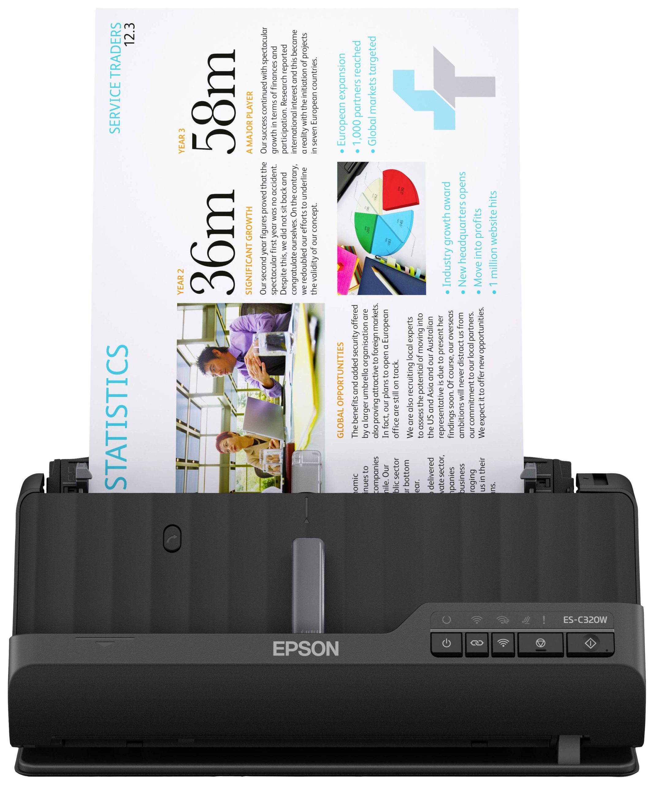 Epson WorkForce ES-C320W Scanner 30ppm Documentscanner A4 1200 x 1200 USB-A 2.0, WiFi 4 (IEEE 802.11 n/g/b/a)