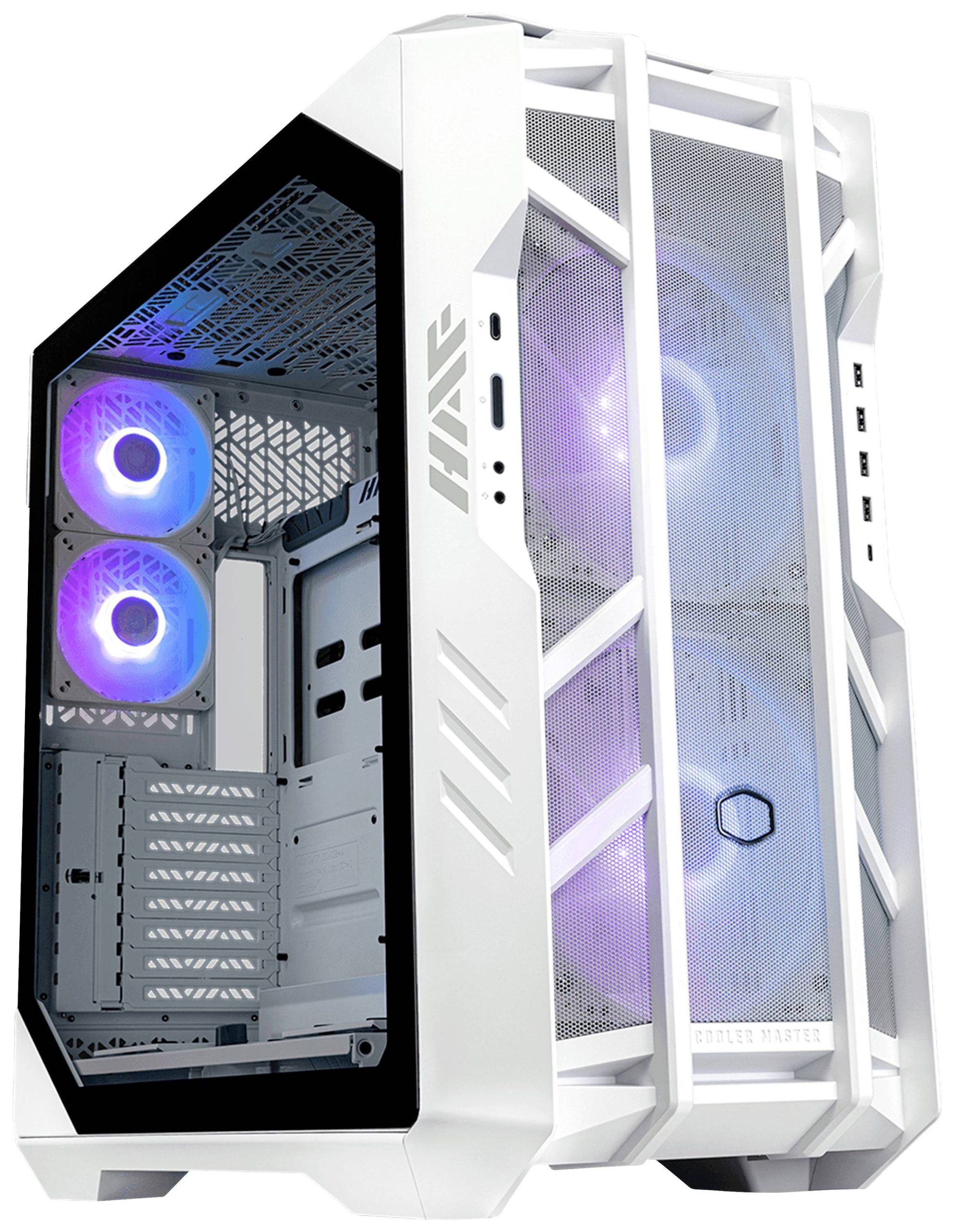Cooler Master HAF700 White Midi-tower PC-behuizing Wit 4 voorgeïnstalleerde LED-ventilators, Stoffilter