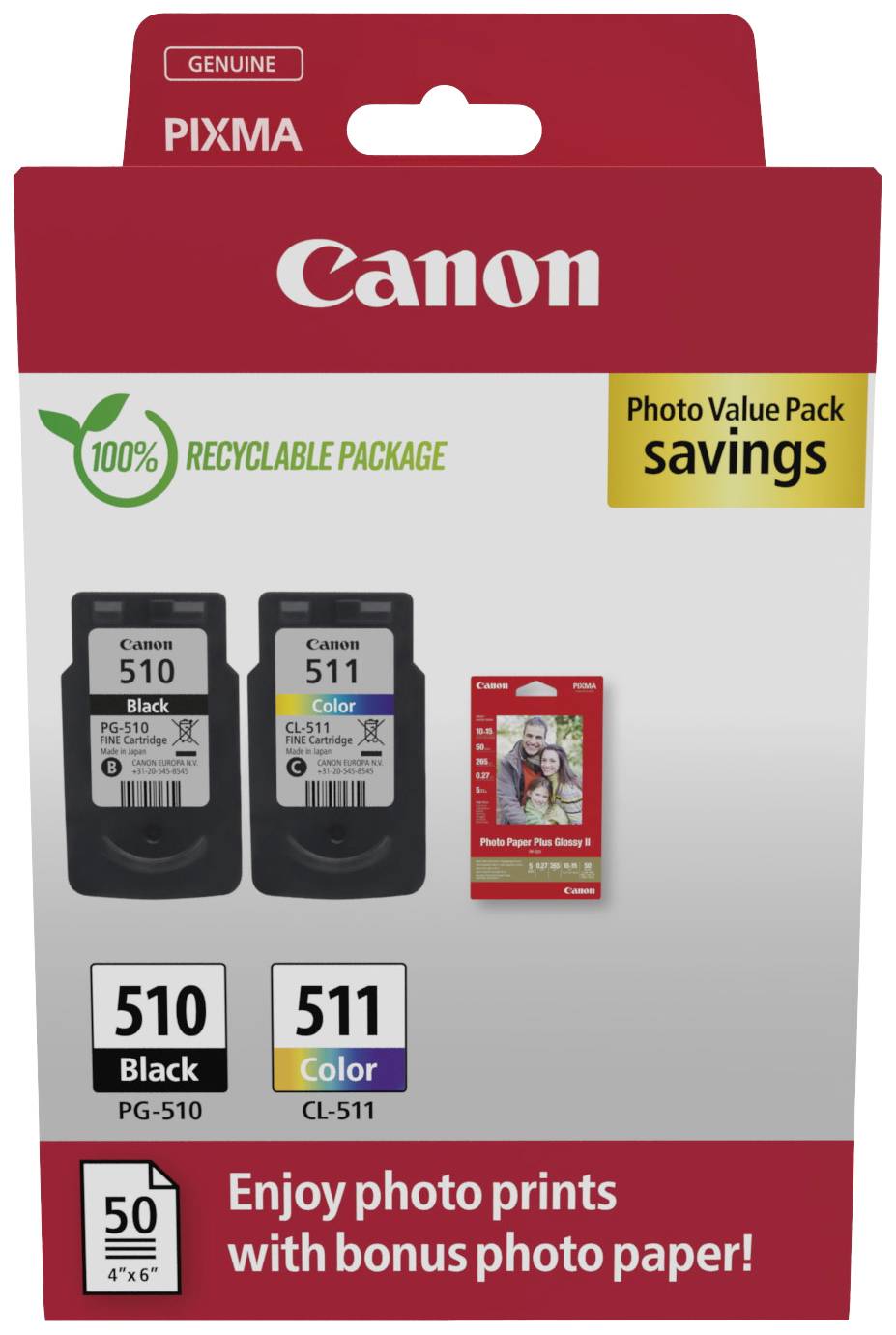 Canon Inktcartridge PG-510+CL-511 Origineel 2-pack Zwart, Kleur 2970B017