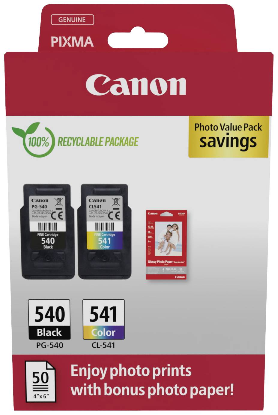 Canon Inktcartridge PG-540+CL-541 Origineel 2-pack Zwart, Kleur 5225B013