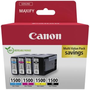 Canon Inktcartridge PGI-1500 BKCMY Origineel Combipack Zwart, Cyaan, Magenta, Geel 9218B006 Canon Inktcartridge PGI-1500 BKCMY Origineel Combipack Zwart, Cyaan, Magenta, Geel 9218B006