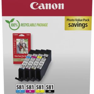 Canon Inktcartridge CLI-581 Origineel Combipack Zwart, Cyaan, Magenta, Geel 2106C006 Canon Inktcartridge CLI-581 Origineel Combipack Zwart, Cyaan, Magenta, Geel 2106C006