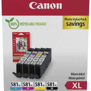 Canon Inktcartridge CLI-581 XL Origineel Combipack Zwart, Cyaan, Magenta, Geel 2052C006 Canon Inktcartridge CLI-581 XL Origineel Combipack Zwart, Cyaan, Magenta, Geel 2052C006