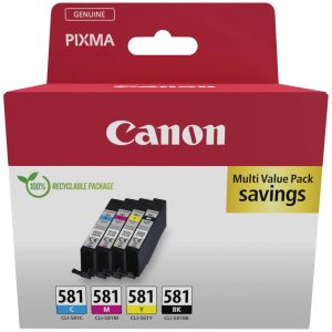 Canon Inktcartridge CLI-581 Origineel Combipack Zwart, Cyaan, Magenta, Geel 2103C007 Canon Inktcartridge CLI-581 Origineel Combipack Zwart, Cyaan, Magenta, Geel 2103C007