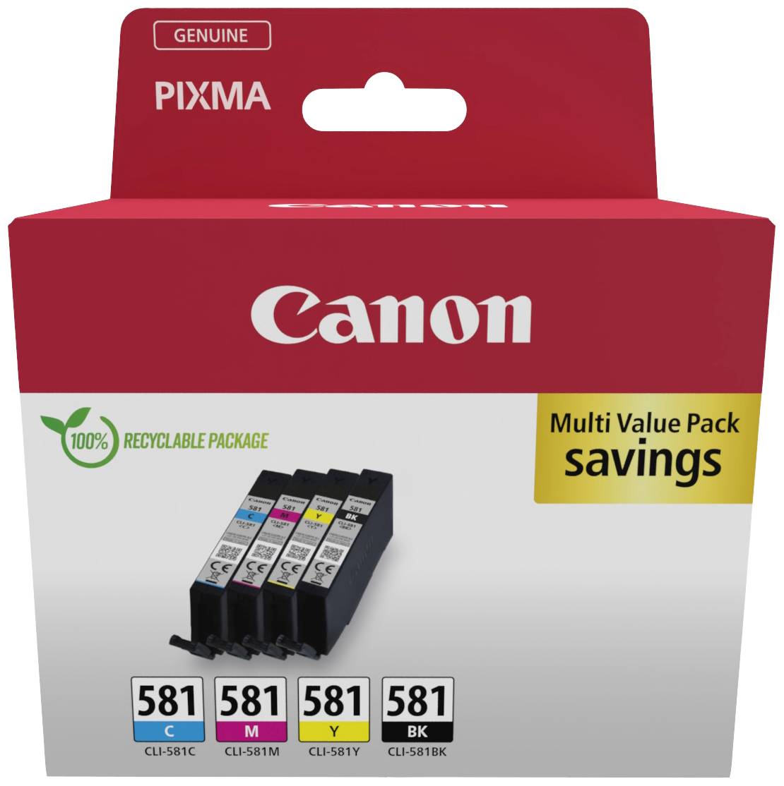 Canon Inktcartridge CLI-581 Origineel Combipack Zwart, Cyaan, Magenta, Geel 2103C007