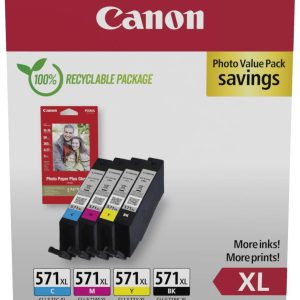 Canon Inktcartridge CLI-571 XL Origineel Combipack Zwart, Cyaan, Magenta, Geel 0332C006 Canon Inktcartridge CLI-571 XL Origineel Combipack Zwart, Cyaan, Magenta, Geel 0332C006