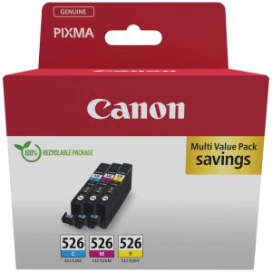 Canon Inktcartridge CLI-526 Origineel Combipack Cyaan, Magenta, Geel 4541B018 Canon Inktcartridge CLI-526 Origineel Combipack Cyaan, Magenta, Geel 4541B018