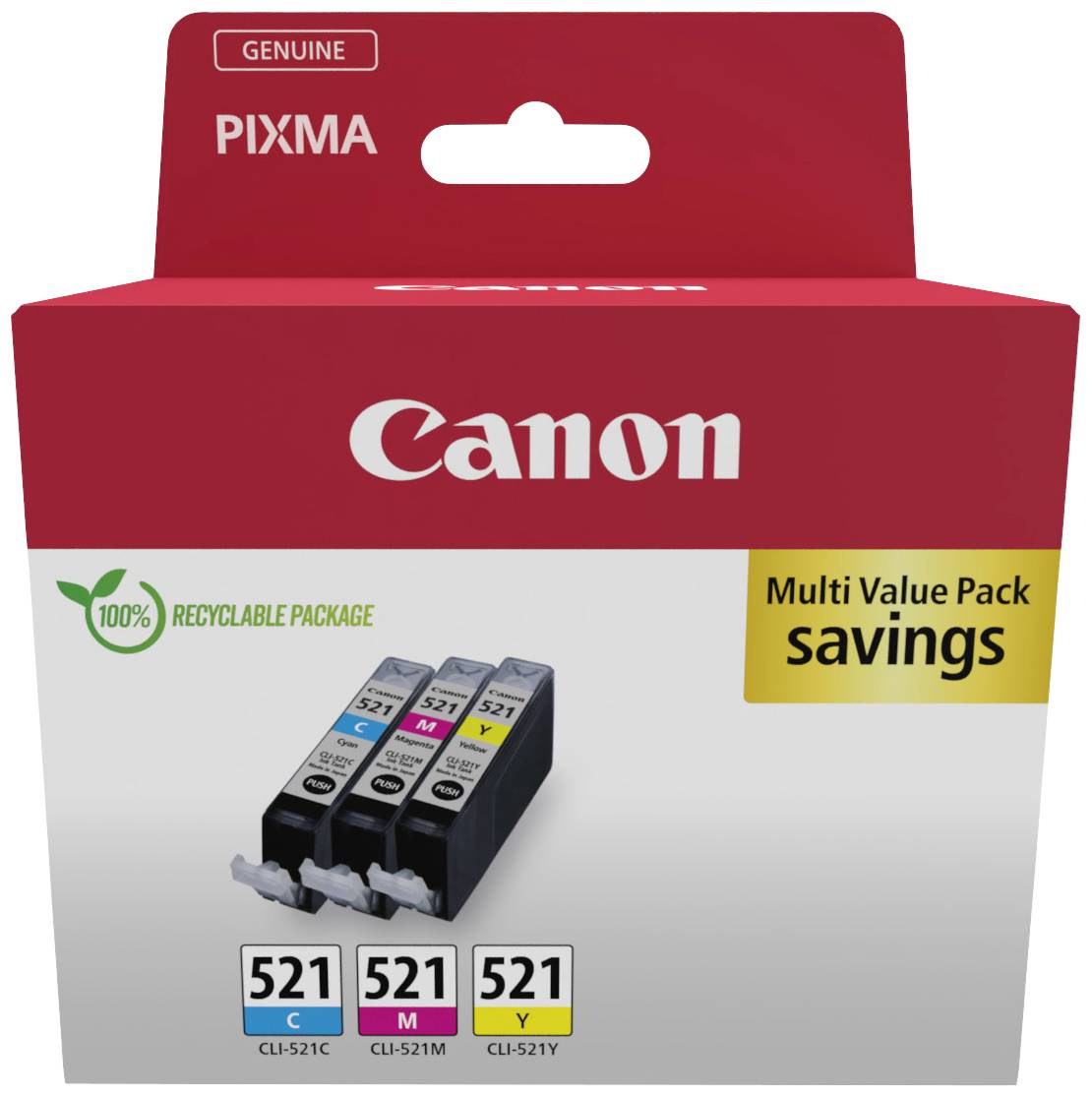 Canon Inktcartridge CLI-521 Origineel Combipack Cyaan, Magenta, Geel 2934B015