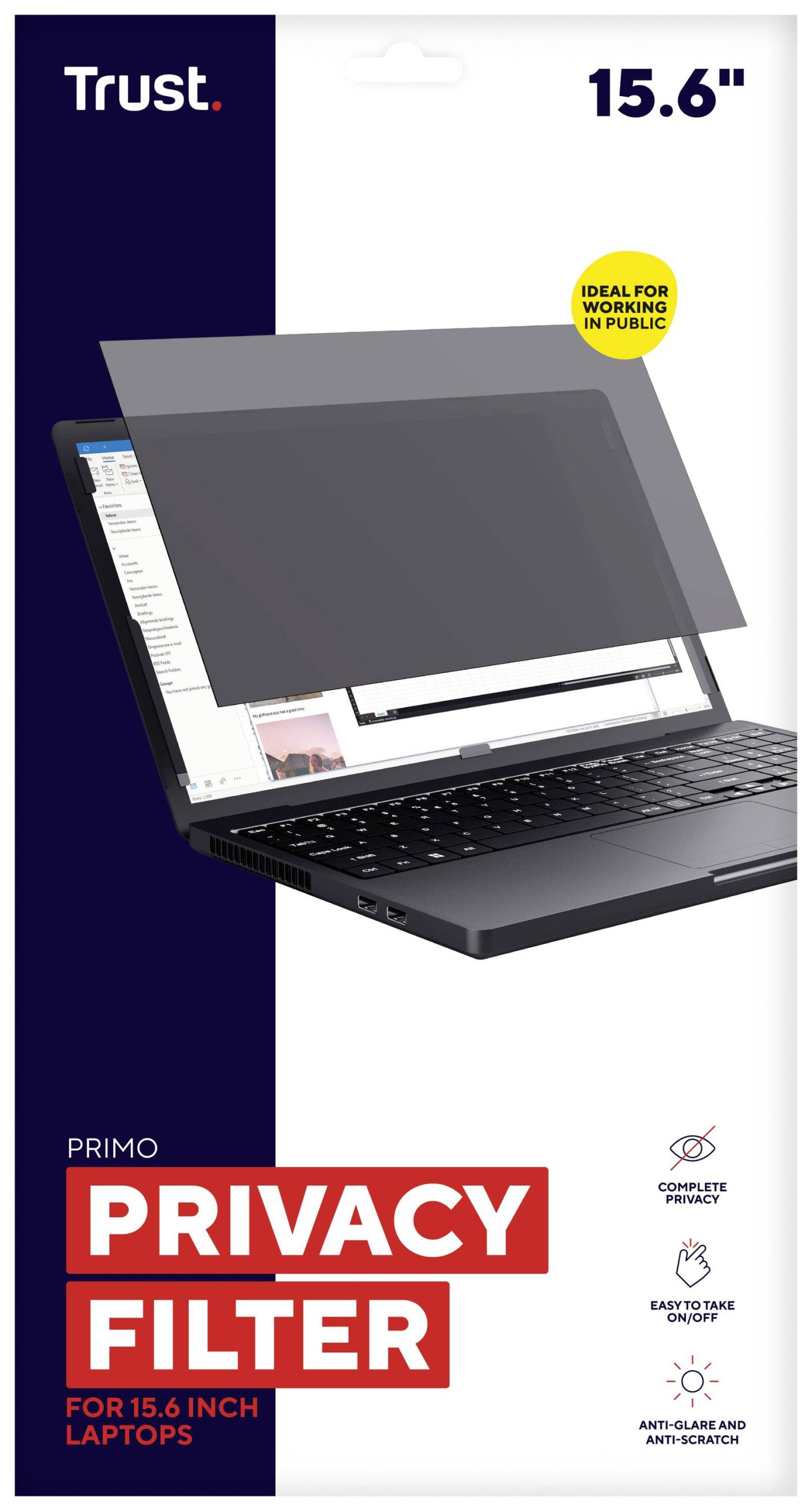 Trust Primo Privacy Filter Privacyfolie Laptop 39,6 cm (15,6") Beeldverhouding: 16:9 25195 Universal