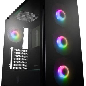 FSP Fortron CMT512 Midi-tower PC-behuizing Zwart 4 voorgeïnstalleerde LED-ventilators, Zijvenster FSP Fortron CMT512 Midi-tower PC-behuizing Zwart 4 voorgeïnstalleerde LED-ventilators, Zijvenster