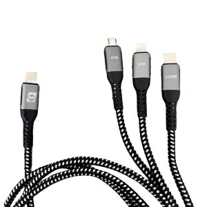 IWH 019057 USB-laadkabel USB-C, USB-micro-A bus, Apple Lightning stekker 1.20 m