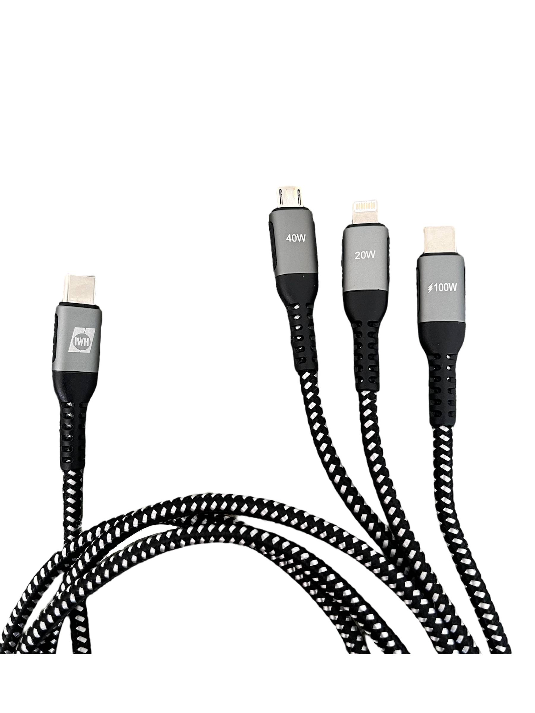 IWH 019057 USB-laadkabel USB-C, USB-micro-A bus, Apple Lightning stekker 1.20 m